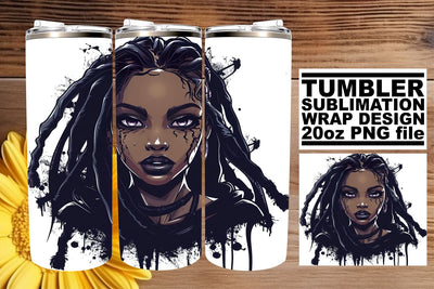 Halloween Design Watercolor Afro Woman 20oz Tumbler Wrap Sublimation afrosvg 