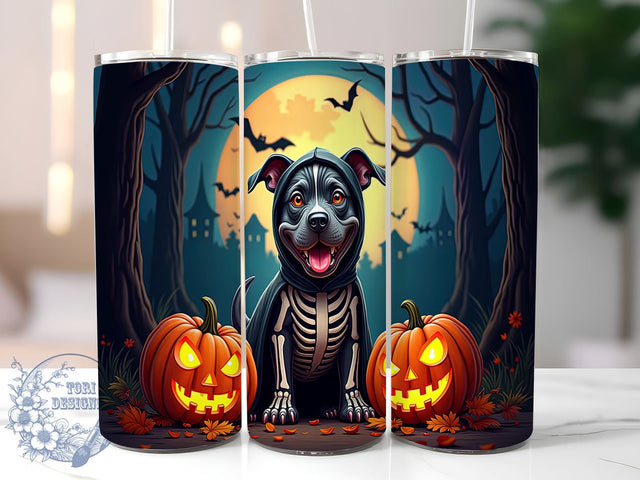 Halloween Dog 20oz Skinny Tumbler PNG, Spooky Season Tumbler Sublimation Wrap, Straight & Tapered Tumbler Wrap, Instant Digital Download Sublimation ToriDesigns 