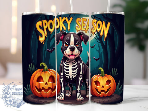 Halloween Dog 20oz Skinny Tumbler PNG, Spooky Season Tumbler Sublimation Wrap, Straight & Tapered Tumbler Wrap, Instant Digital Download Sublimation ToriDesigns 
