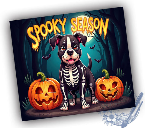 Halloween Dog 20oz Skinny Tumbler PNG, Spooky Season Tumbler Sublimation Wrap, Straight & Tapered Tumbler Wrap, Instant Digital Download Sublimation ToriDesigns 