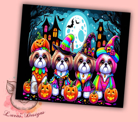 Halloween Dogs 20 oz Skinny Tumbler Sublimation Design, Straight & Tapered Tumbler Png, Puppy Witch Jack-o-lantern Tumbler Png, Digital Download PNG Sublimation Lara' s Designs 