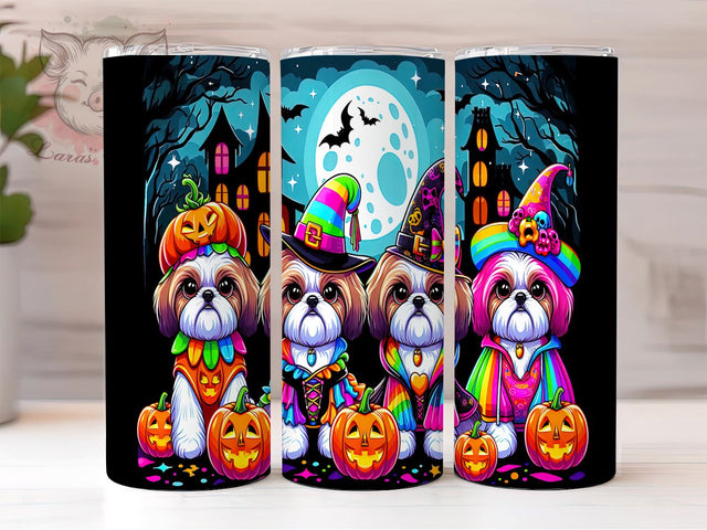 Halloween Dogs 20 oz Skinny Tumbler Sublimation Design, Straight & Tapered Tumbler Png, Puppy Witch Jack-o-lantern Tumbler Png, Digital Download PNG Sublimation Lara' s Designs 