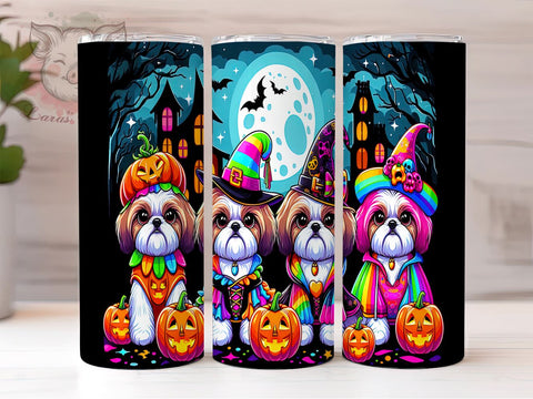Halloween Dogs 20 oz Skinny Tumbler Sublimation Design, Straight & Tapered Tumbler Png, Puppy Witch Jack-o-lantern Tumbler Png, Digital Download PNG Sublimation Lara' s Designs 