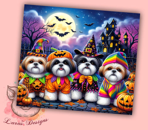 Halloween Dogs 20 oz Skinny Tumbler Sublimation Design, Straight & Tapered Tumbler Png, Puppy Witch Jack-o-lantern Tumbler Png, Digital Download PNG Sublimation Lara' s Designs 