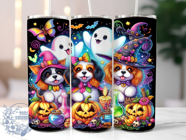 Halloween Dogs 20oz Skinny Tumbler PNG, Funny Dog Tumbler Sublimation Wrap, Straight & Tapered Tumbler Wrap, Instant Digital Download Sublimation ToriDesigns 