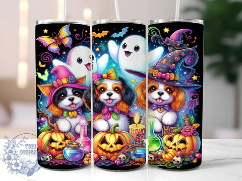 Halloween Dogs 20oz Skinny Tumbler PNG, Funny Dog Tumbler Sublimation Wrap, Straight & Tapered Tumbler Wrap, Instant Digital Download Sublimation ToriDesigns 