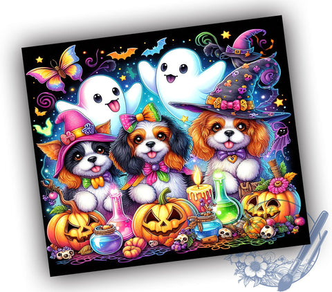 Halloween Dogs 20oz Skinny Tumbler PNG, Funny Dog Tumbler Sublimation Wrap, Straight & Tapered Tumbler Wrap, Instant Digital Download Sublimation ToriDesigns 