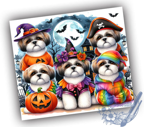 Halloween Dogs 20oz Skinny Tumbler PNG, Whimsical Trendy Kids Halloween Tumbler Sublimation Wrap, Straight & Tapered Tumbler Wrap, Instant Digital Download Sublimation ToriDesigns 