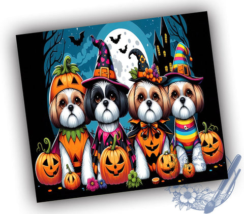 Halloween Dogs 20oz Skinny Tumbler PNG, Whimsical Trendy Kids Halloween Tumbler Sublimation Wrap, Straight & Tapered Tumbler Wrap, Instant Digital Download Sublimation ToriDesigns 