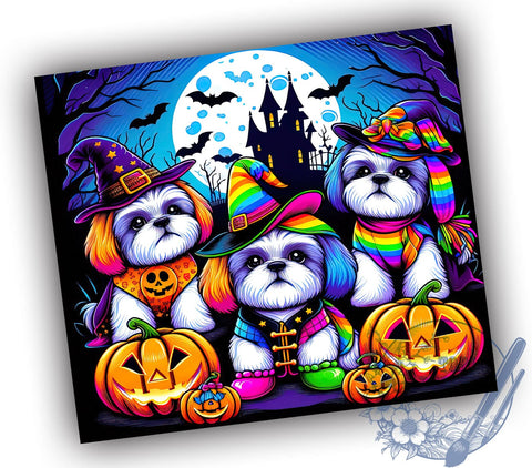 Halloween Dogs 20oz Skinny Tumbler PNG, Whimsical Trendy Kids Halloween Tumbler Sublimation Wrap, Straight & Tapered Tumbler Wrap, Instant Digital Download Sublimation ToriDesigns 