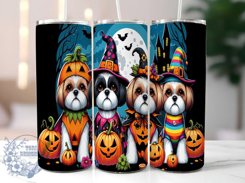 Halloween Dogs 20oz Skinny Tumbler PNG, Whimsical Trendy Kids Halloween Tumbler Sublimation Wrap, Straight & Tapered Tumbler Wrap, Instant Digital Download Sublimation ToriDesigns 