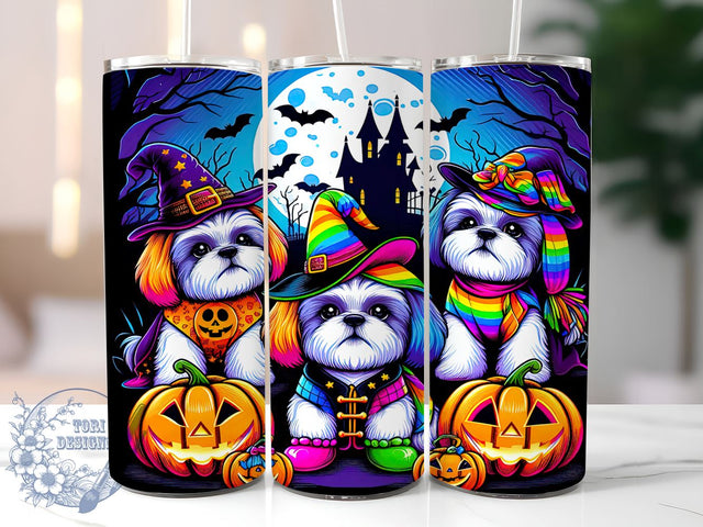 Halloween Dogs 20oz Skinny Tumbler PNG, Whimsical Trendy Kids Halloween Tumbler Sublimation Wrap, Straight & Tapered Tumbler Wrap, Instant Digital Download Sublimation ToriDesigns 