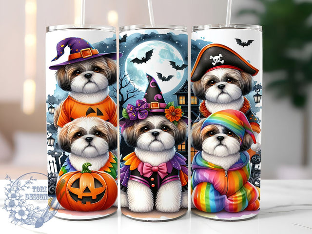 Halloween Dogs 20oz Skinny Tumbler PNG, Whimsical Trendy Kids Halloween Tumbler Sublimation Wrap, Straight & Tapered Tumbler Wrap, Instant Digital Download Sublimation ToriDesigns 