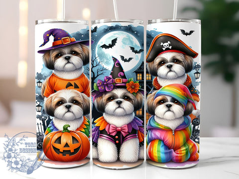 Halloween Dogs 20oz Skinny Tumbler PNG, Whimsical Trendy Kids Halloween Tumbler Sublimation Wrap, Straight & Tapered Tumbler Wrap, Instant Digital Download Sublimation ToriDesigns 