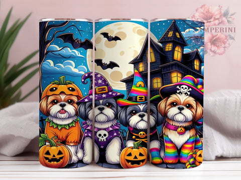 Halloween Dogs 20oz Tumbler Wrap PNG, Whimsical Trendy Kids Halloween Tumbler PNG Sublimation Design, Straight & Tapered Tumbler Wrap, Instant Digital Download Sublimation Li Zamperini 
