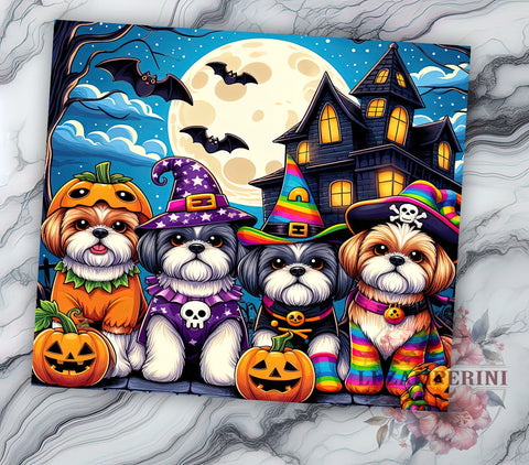Halloween Dogs 20oz Tumbler Wrap PNG, Whimsical Trendy Kids Halloween Tumbler PNG Sublimation Design, Straight & Tapered Tumbler Wrap, Instant Digital Download Sublimation Li Zamperini 