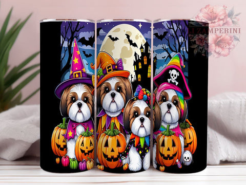 Halloween Dogs 20oz Tumbler Wrap PNG, Whimsical Trendy Kids Halloween Tumbler PNG Sublimation Design, Straight & Tapered Tumbler Wrap, Instant Digital Download Sublimation Li Zamperini 