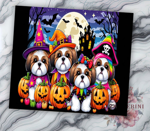 Halloween Dogs 20oz Tumbler Wrap PNG, Whimsical Trendy Kids Halloween Tumbler PNG Sublimation Design, Straight & Tapered Tumbler Wrap, Instant Digital Download Sublimation Li Zamperini 