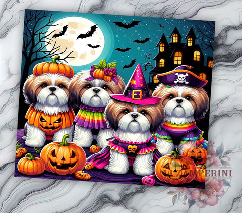 Halloween Dogs 20oz Tumbler Wrap PNG, Whimsical Trendy Kids Halloween Tumbler PNG Sublimation Design, Straight & Tapered Tumbler Wrap, Instant Digital Download Sublimation Li Zamperini 