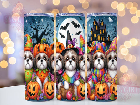 Halloween Dogs 20oz Tumbler Wrap Sublimation Design, Straight Tapered Tumbler Wrap, Puppy Witch Jack-o-lantern Tumbler Png, Instant Digital Download Sublimation SvggirlplusArt 
