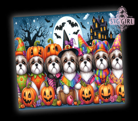 Halloween Dogs 20oz Tumbler Wrap Sublimation Design, Straight Tapered Tumbler Wrap, Puppy Witch Jack-o-lantern Tumbler Png, Instant Digital Download Sublimation SvggirlplusArt 