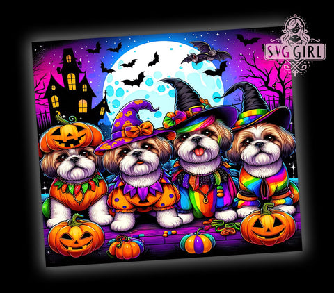 Halloween Dogs 20oz Tumbler Wrap Sublimation Design, Straight Tapered Tumbler Wrap, Puppy Witch Jack-o-lantern Tumbler Png, Instant Digital Download Sublimation SvggirlplusArt 