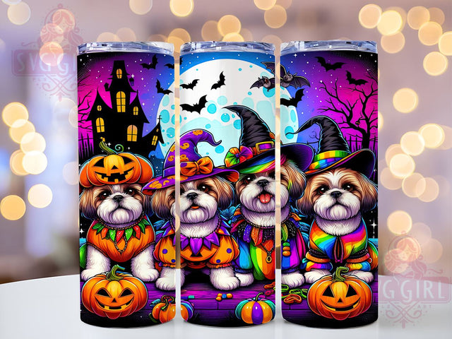 Halloween Dogs 20oz Tumbler Wrap Sublimation Design, Straight Tapered Tumbler Wrap, Puppy Witch Jack-o-lantern Tumbler Png, Instant Digital Download Sublimation SvggirlplusArt 