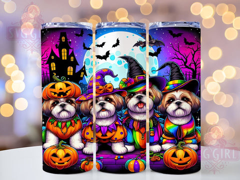 Halloween Dogs 20oz Tumbler Wrap Sublimation Design, Straight Tapered Tumbler Wrap, Puppy Witch Jack-o-lantern Tumbler Png, Instant Digital Download Sublimation SvggirlplusArt 