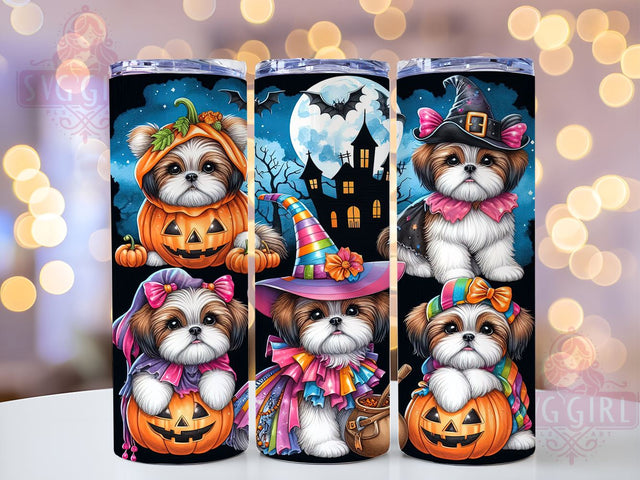 Halloween Dogs 20oz Tumbler Wrap Sublimation Design, Straight Tapered Tumbler Wrap, Puppy Witch Jack-o-lantern Tumbler Png, Instant Digital Download Sublimation SvggirlplusArt 