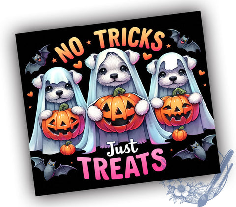 Halloween Dogs Tumbler, No Tricks Just Treats Mug, Cute Pet Drinkware, 20 oz Sublimation, Dog Lover Gift, Spooky Season Cup, Fun Halloween Design, Pet Halloween Decor Sublimation ToriDesigns 