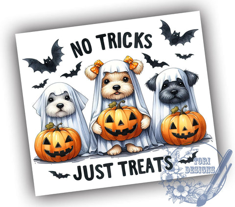 Halloween Dogs Tumbler, No Tricks Just Treats Mug, Cute Pet Drinkware, 20 oz Sublimation, Dog Lover Gift, Spooky Season Cup, Fun Halloween Design, Pet Halloween Decor Sublimation ToriDesigns 