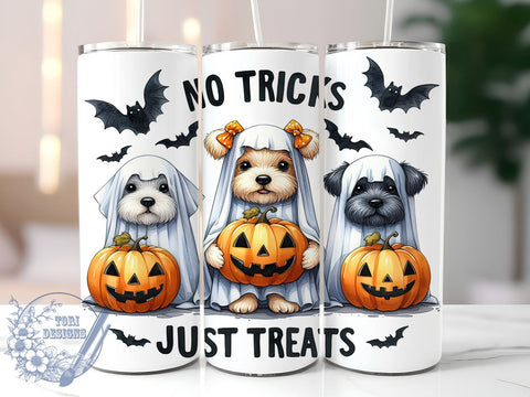Halloween Dogs Tumbler, No Tricks Just Treats Mug, Cute Pet Drinkware, 20 oz Sublimation, Dog Lover Gift, Spooky Season Cup, Fun Halloween Design, Pet Halloween Decor Sublimation ToriDesigns 