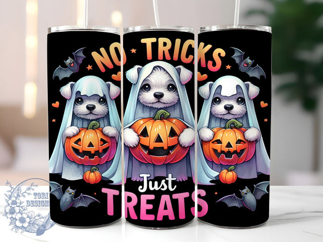 Halloween Dogs Tumbler, No Tricks Just Treats Mug, Cute Pet Drinkware, 20 oz Sublimation, Dog Lover Gift, Spooky Season Cup, Fun Halloween Design, Pet Halloween Decor Sublimation ToriDesigns 