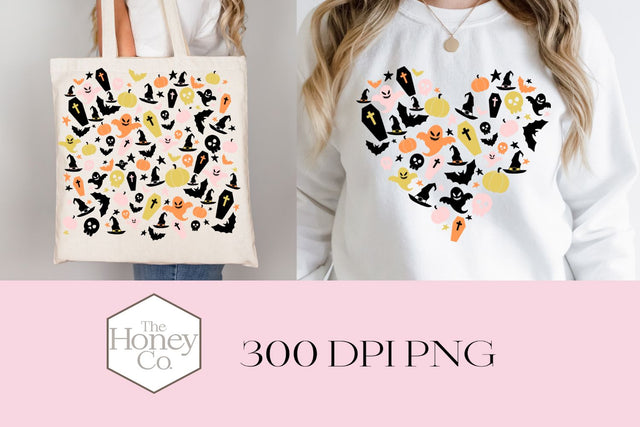 Halloween Doodle Sublimation PNG Clipart Pumpkin Witch Ghost Sublimation The Honey Company 