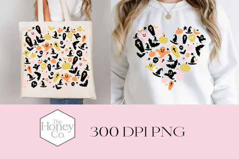 Halloween Doodle Sublimation PNG Clipart Pumpkin Witch Ghost Sublimation The Honey Company 