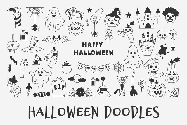 Halloween Doodles PNG Clipart Sublimation Rin Green 
