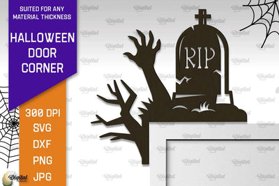 Halloween Door Corner Laser Cut Design. Halloween Decor SVG SVG Evgenyia Guschina 