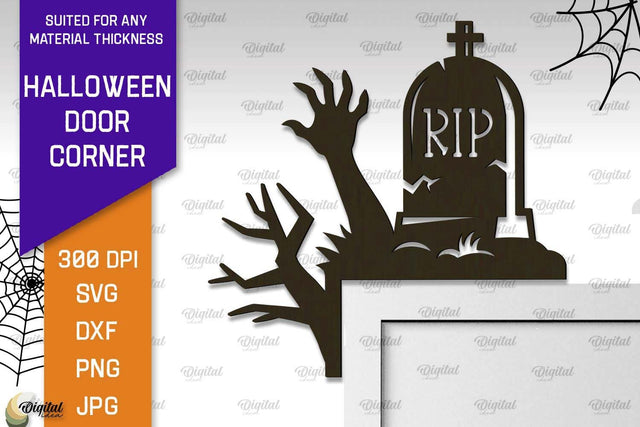 Halloween Door Corner Laser Cut Design. Halloween Decor SVG SVG Evgenyia Guschina 