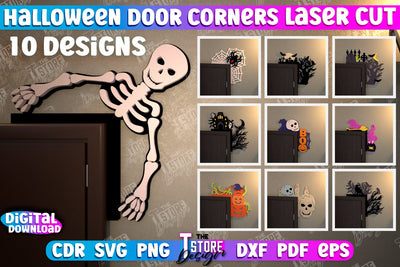 Halloween Door Corners Bundle | Door Sign | Porch Decorating | Wall Décor | CNC Files SVG The T Store Design 