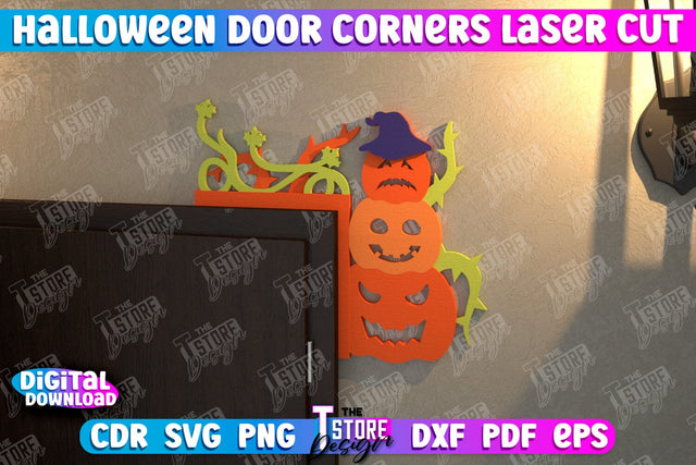 Halloween Door Corners | Door Sign | Porch Decorating | Wall Décor | CNC File SVG The T Store Design 