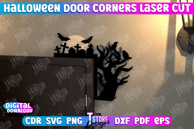 Halloween Door Corners | Door Sign | Porch Decorating | Wall Décor | CNC File SVG The T Store Design 