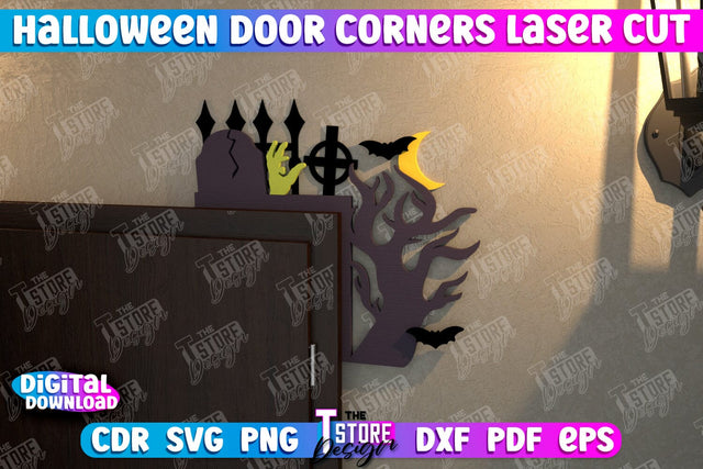 Halloween Door Corners | Door Sign | Porch Decorating | Wall Décor | CNC File SVG The T Store Design 