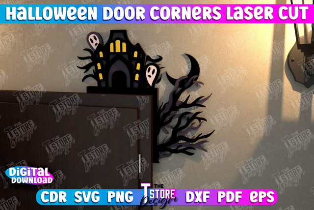 Halloween Door Corners | Door Sign | Porch Decorating | Wall Décor | CNC File SVG The T Store Design 