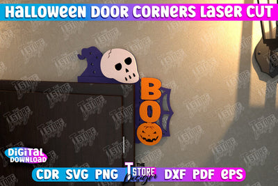 Halloween Door Corners | Door Sign | Porch Decorating | Wall Décor | CNC File SVG The T Store Design 