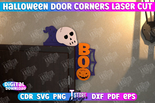 Halloween Door Corners | Door Sign | Porch Decorating | Wall Décor | CNC File SVG The T Store Design 