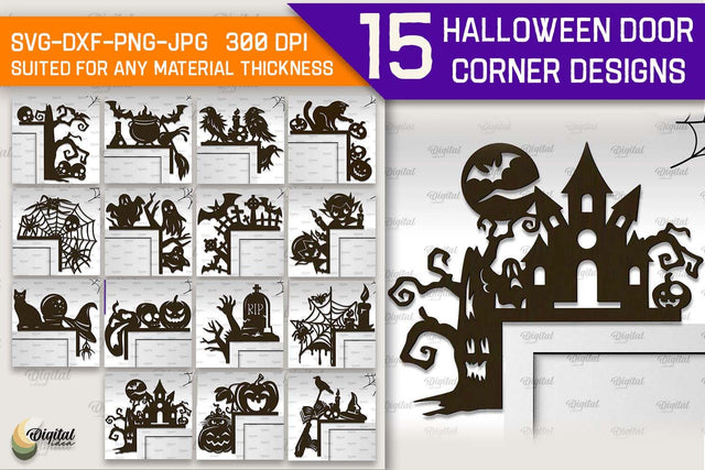 Halloween Door Corners Laser Cut Bundle. Halloween Decor SVG SVG Evgenyia Guschina 
