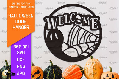 Halloween Door Hanger Laser Cut Design. Halloween Decor SVG SVG Evgenyia Guschina 