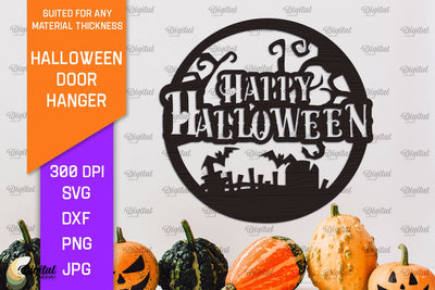 Halloween Door Hanger Laser Cut Design. Halloween Decor SVG SVG Evgenyia Guschina 