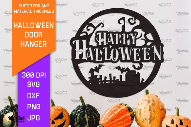 Halloween Door Hanger Laser Cut Design. Halloween Decor SVG SVG Evgenyia Guschina 