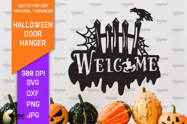 Halloween Door Hanger Laser Cut Design. Halloween Decor SVG SVG Evgenyia Guschina 